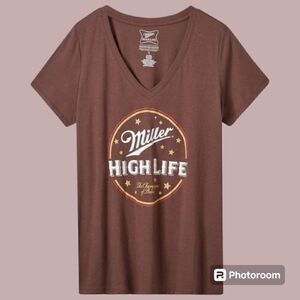 5X 28W Torrid Brown Miller Beer Tee V Neck Champaign Classic Fit Party Vacation